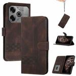 For Tecno Pova 6 Pro Cubic Skin Feel Flip Leather Phone Case(Brown)