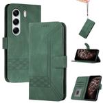 For Tecno Camon 40 Pro 4G Cubic Skin Feel Flip Leather Phone Case(Green)