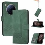 For Tecno Camon 40 Premier Cubic Skin Feel Flip Leather Phone Case(Green)