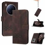 For Tecno Camon 40 Premier Cubic Skin Feel Flip Leather Phone Case(Brown)