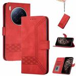 For Tecno Camon 40 Premier Cubic Skin Feel Flip Leather Phone Case(Red)