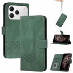 For Tecno Spark 40 4G Cubic Skin Feel Flip Leather Phone Case(Green)