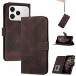 For Tecno Spark 40 4G Cubic Skin Feel Flip Leather Phone Case(Brown)