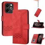 For Infinix Hot 40i Cubic Skin Feel Flip Leather Phone Case(Red)