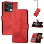 For Infinix Smart 7 HD Cubic Skin Feel Flip Leather Phone Case(Red)