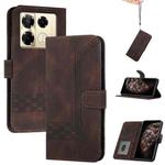 For Infinix Note 40 Pro 4G / 5G Cubic Skin Feel Flip Leather Phone Case(Brown)