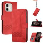 For Infinix Hot 50i / Smart 9 Cubic Skin Feel Flip Leather Phone Case(Red)