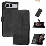 For Infinix Smart 10 Plus 4G Cubic Skin Feel Flip Leather Phone Case(Black)