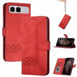 For Infinix Smart 10 Plus 4G Cubic Skin Feel Flip Leather Phone Case(Red)