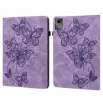 For Lenovo Tab M11 / Xiaoxin Pad 11 2024 Embossed Butterfly Pattern Leather Tablet Case(Purple)