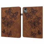 For Lenovo Tab M11 / Xiaoxin Pad 11 2024 Embossed Butterfly Pattern Leather Tablet Case(Brown)