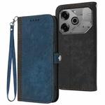 For Tecno Pova 6 Pro Side Buckle Double Fold Hand Strap Leather Phone Case(Royal Blue)