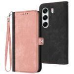 For Tecno Camon 40 4G Side Buckle Double Fold Hand Strap Leather Phone Case(Pink)