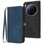 For Tecno Camon 40 Premier Side Buckle Double Fold Hand Strap Leather Phone Case(Royal Blue)
