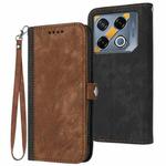For Infinix GT 20 Pro Side Buckle Double Fold Hand Strap Leather Phone Case(Brown)