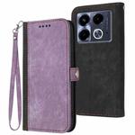 For Infinix Note 40 4G Side Buckle Double Fold Hand Strap Leather Phone Case(Purple)
