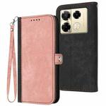 For Infinix Note 40 Pro 4G / 5G Side Buckle Double Fold Hand Strap Leather Phone Case(Pink)