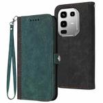 For Infinix Note 50 4G / Note 50 Pro 4G Side Buckle Double Fold Hand Strap Leather Phone Case(Dark Green)