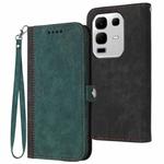 For Infinix Note 50x Side Buckle Double Fold Hand Strap Leather Phone Case(Dark Green)
