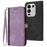 For Infinix Note 50x Side Buckle Double Fold Hand Strap Leather Phone Case(Purple)