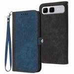 For Infinix Smart 10 Plus 4G Side Buckle Double Fold Hand Strap Leather Phone Case(Royal Blue)