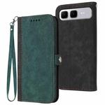 For Infinix Smart 10 Plus 4G Side Buckle Double Fold Hand Strap Leather Phone Case(Dark Green)