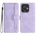 For Tecno Spark 10C Heart Pattern Skin Feel Leather Phone Case(Purple)