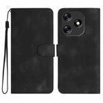 For Tecno Spark 10 4G Heart Pattern Skin Feel Leather Phone Case(Black)