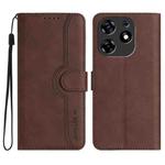 For Tecno Spark 10 Pro Heart Pattern Skin Feel Leather Phone Case(Brown)