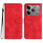 For Tecno Pova 6 Pro Heart Pattern Skin Feel Leather Phone Case(Red)