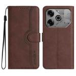 For Tecno Pova 6 Pro Heart Pattern Skin Feel Leather Phone Case(Brown)