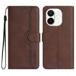 For Tecno Spark 30C 5G / Pop 9 5G Heart Pattern Skin Feel Leather Phone Case(Brown)