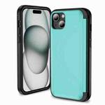 For iPhone 14 Plus 3 in 1 Flip Holder Phone Case(Cyan)