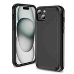 For iPhone 15 Plus 3 in 1 Flip Holder Phone Case(Black)