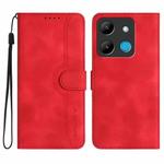 For Infinix Smart 7 Heart Pattern Skin Feel Leather Phone Case(Red)