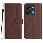 For Infinix Smart 7 Heart Pattern Skin Feel Leather Phone Case(Brown)