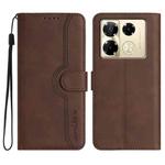 For Infinix Note 40 Pro 4G / 5G Heart Pattern Skin Feel Leather Phone Case(Brown)