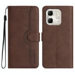 For Infinix Hot 50i / Smart 9 Heart Pattern Skin Feel Leather Phone Case(Brown)