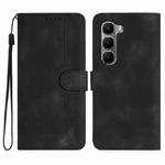 For Infinix Hot 60 4G / Hot 60i 4G Heart Pattern Skin Feel Leather Phone Case(Black)