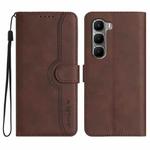 For Infinix Hot 60 4G / Hot 60i 4G Heart Pattern Skin Feel Leather Phone Case(Brown)