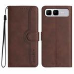 For Infinix Smart 10 Plus 4G Heart Pattern Skin Feel Leather Phone Case(Brown)