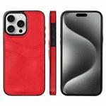 For iPhone 15 Pro Max Litchi Leather Skin Card Slots Phone Case(Red)