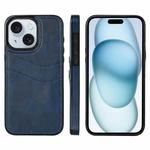 For iPhone 15 Plus Litchi Leather Skin Card Slots Phone Case(Blue)
