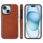 For iPhone 15 Litchi Leather Skin Card Slots Phone Case(Brown)