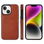 For iPhone 14 Litchi Leather Skin Card Slots Phone Case(Brown)