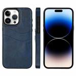 For iPhone 14 Pro Max Litchi Leather Skin Card Slots Phone Case(Blue)