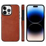 For iPhone 14 Pro Max Litchi Leather Skin Card Slots Phone Case(Brown)