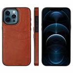 For iPhone 12 Pro Max Litchi Leather Skin Card Slots Phone Case(Brown)