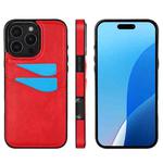 For iPhone 16 Pro Max Litchi Leather Skin Card Slots Phone Case(Red)