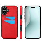 For iPhone 16 Plus Litchi Leather Skin Card Slots Phone Case(Red)